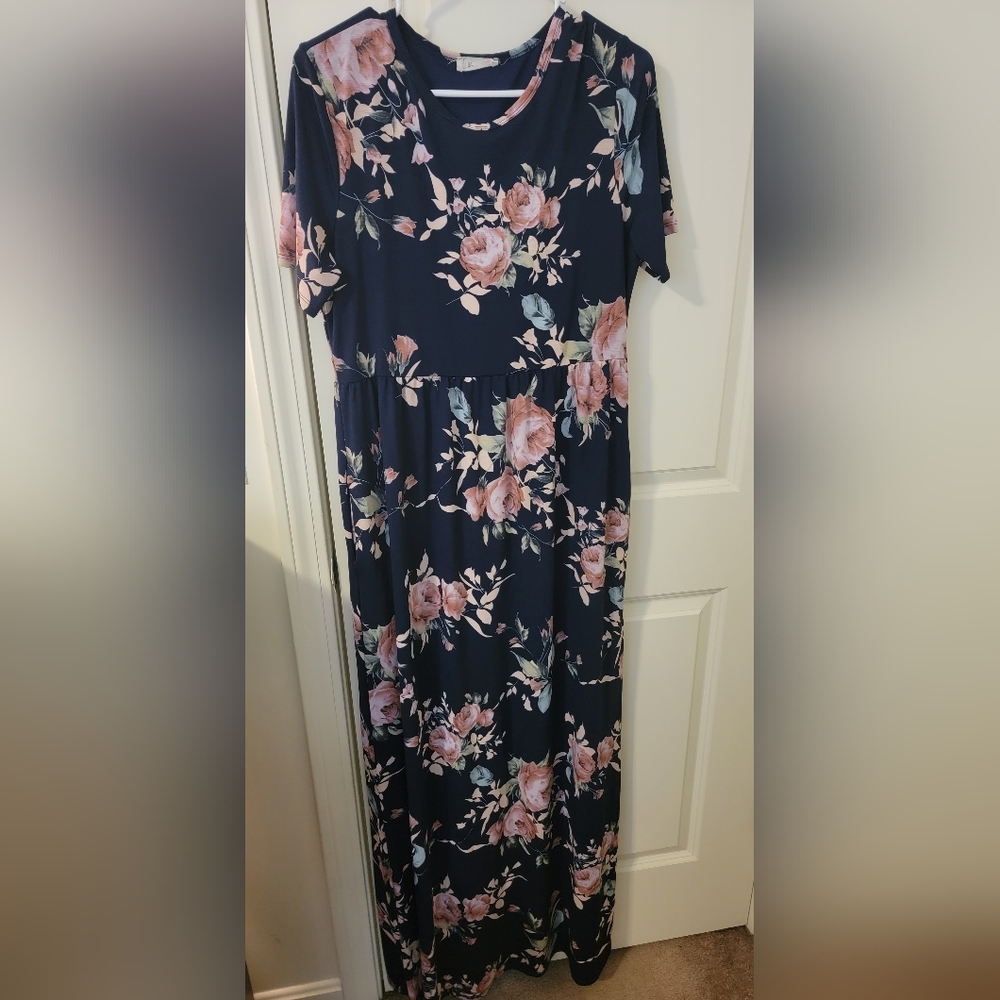 Pink Blush Navy Maternity Dress